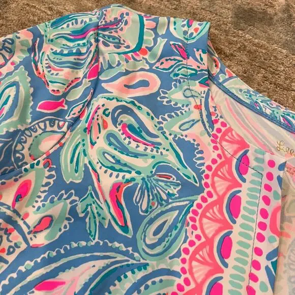 NWT Lilly Pulitzer UPF 50+ Nadine Shift Dress Zanzibar Blue Fish Kiss XL $178 - Picture 5 of 11